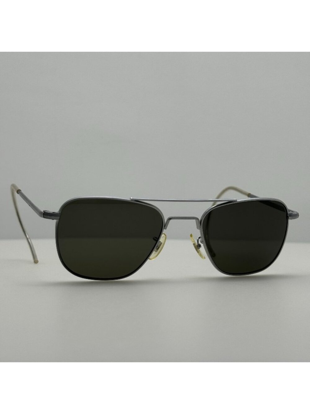 American Optical Sunglasses AO 6 1/2 Square Aviator Silver W/ Case